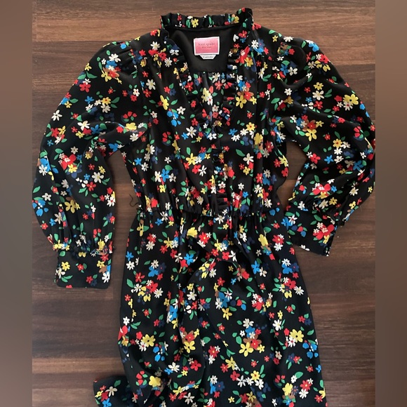 Kate Spade Black Floral Long Sleeve Dress - Picture 2 of 3